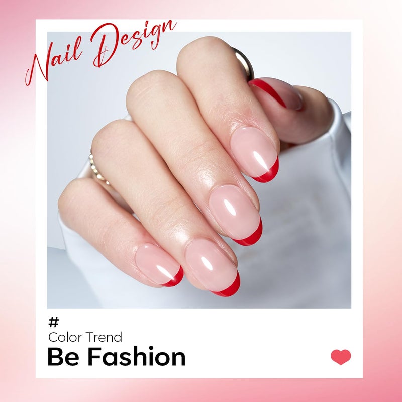 modelones Red French Tip Press on Nails Short, Valentines Oval Fake Nails, Reusable Nail Kit with Nail Glue Adhesive Tabs Mini Nail File, Nails Press Ons 32Pcs 16Sizes, Women Girl Gift - Image 4
